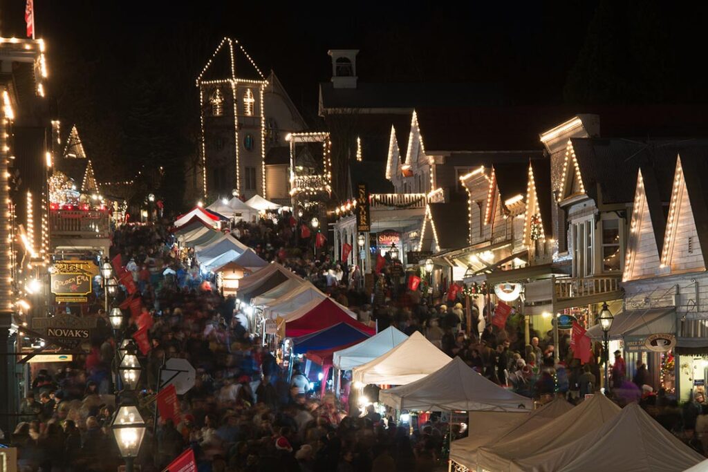 Victorian Christmas bustling on Broad Street, Nevada City